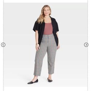 🆕👖High-Rise Straight-Leg Plaid Trousers